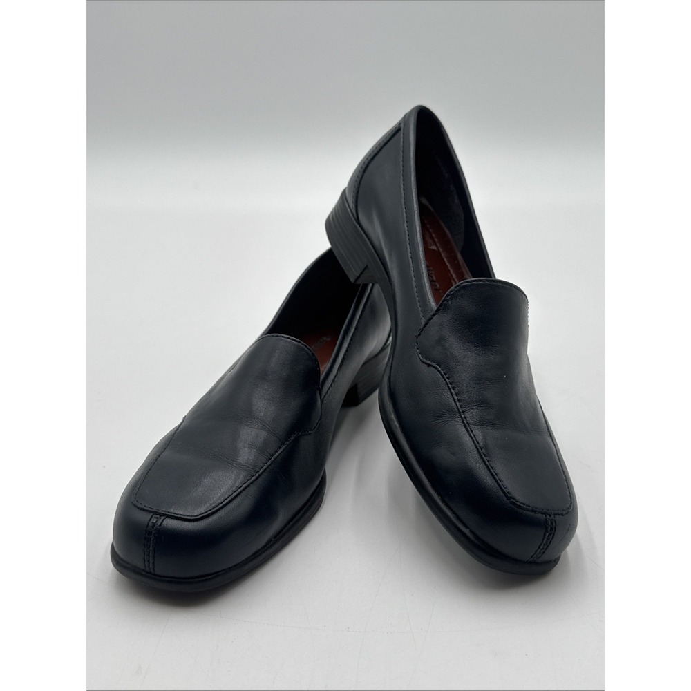 Vintage Naturalizer Navy Leather Upper SlipOn Loafer Shoe 4.5M S63 Brazil Heel